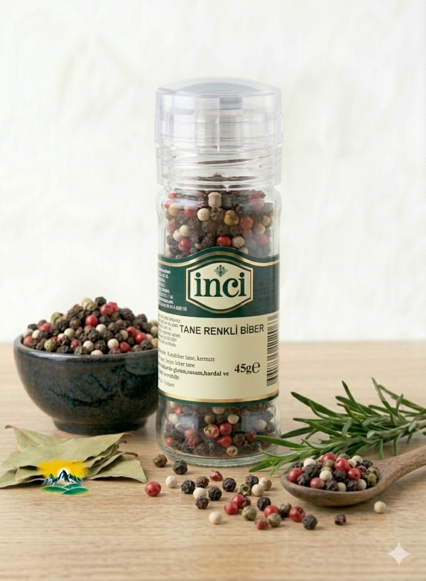 İnci Baharat - Değirmenli Tane Renkli Biber 45 gr.